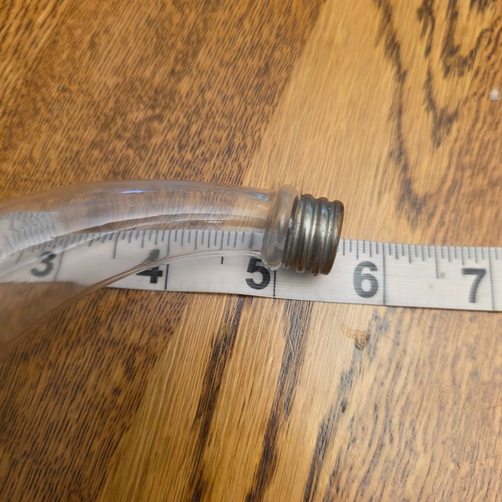 Antique Clear Glass Powder Horn Flask Scent Bottle Curved Candy Container Lid - Picture 6 of 7
